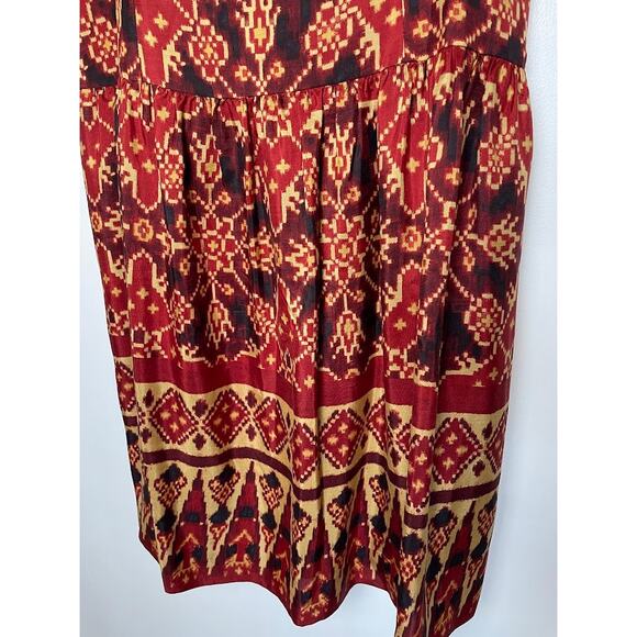 Lauren Ralph Lauren Western Silk Sundress Red Boho Print Sleeveless Womens 12P - Picture 3 of 14